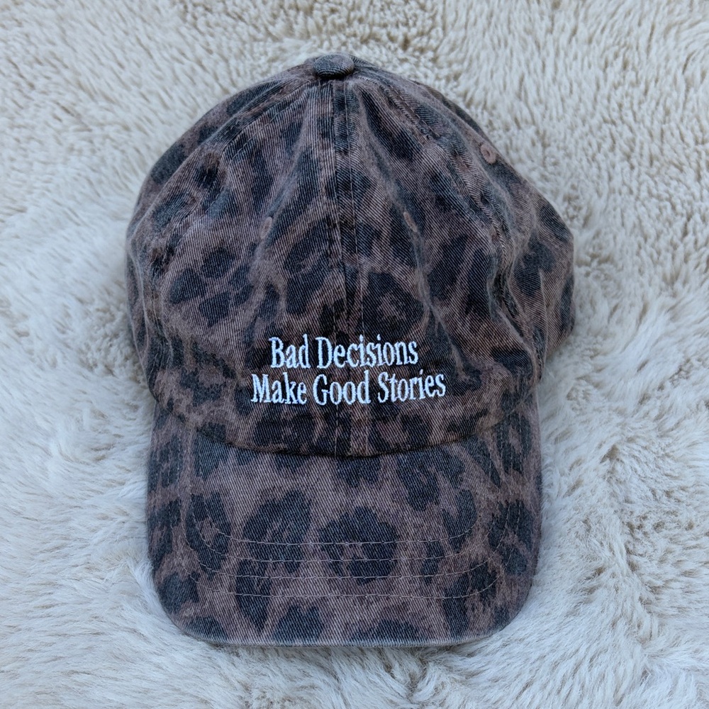 Cotton On Leopard Print Baseball Cap with White Embroidered Slogan
